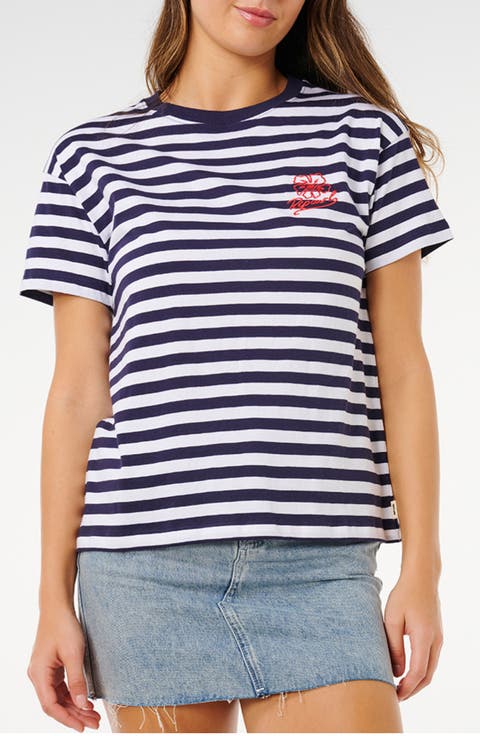 Pacific Stripe Embroidered T-Shirt