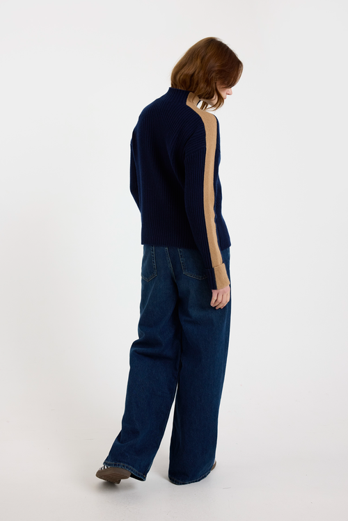 Brodie Pure Cashmere Chamonix Mock Neck 100% Cashmere Sweater In Blue