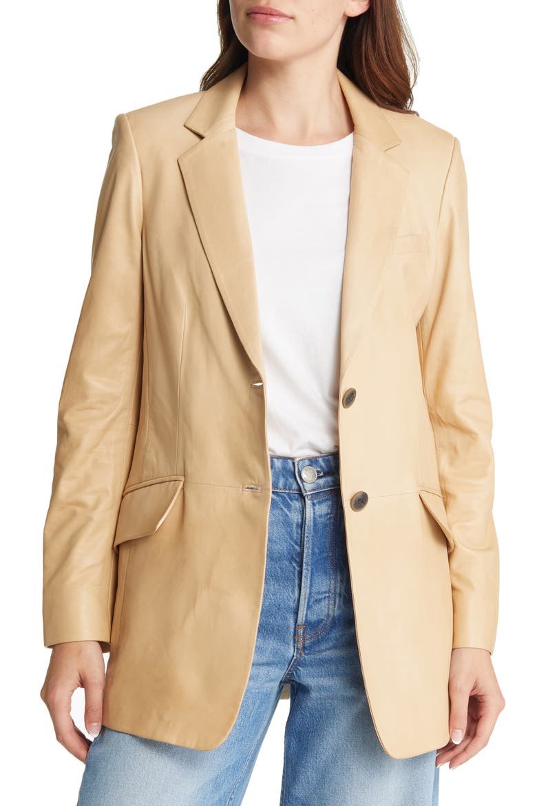 ICONS Charles Leather Blazer, Main, color, BEIGE