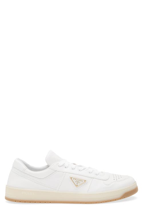 Prada Ivory Leather Lace-up Sneakers In White