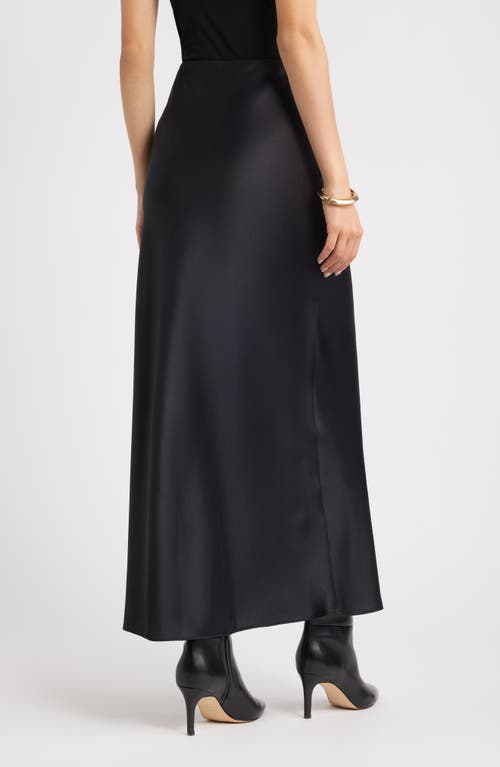 Open Edit Satin Midi Skirt In Black