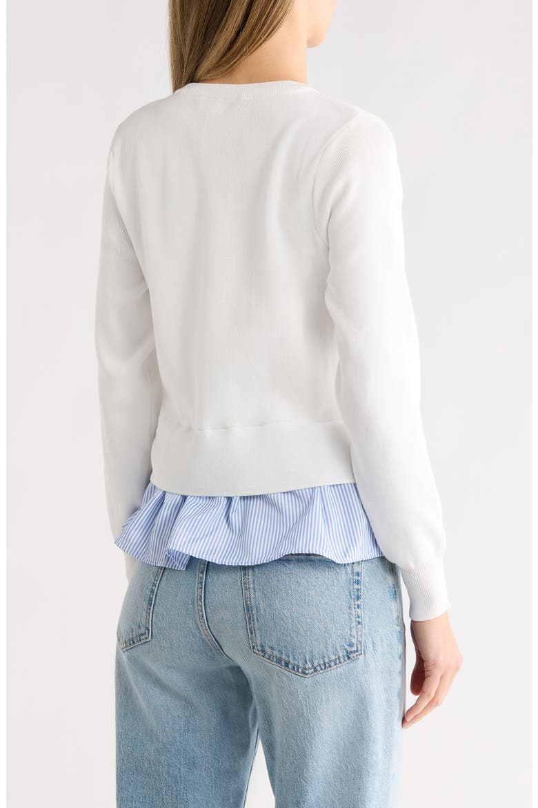 Soutache Bow Twofer Sweater, Alternate, color, CANNOLI CREAM/ BLUE