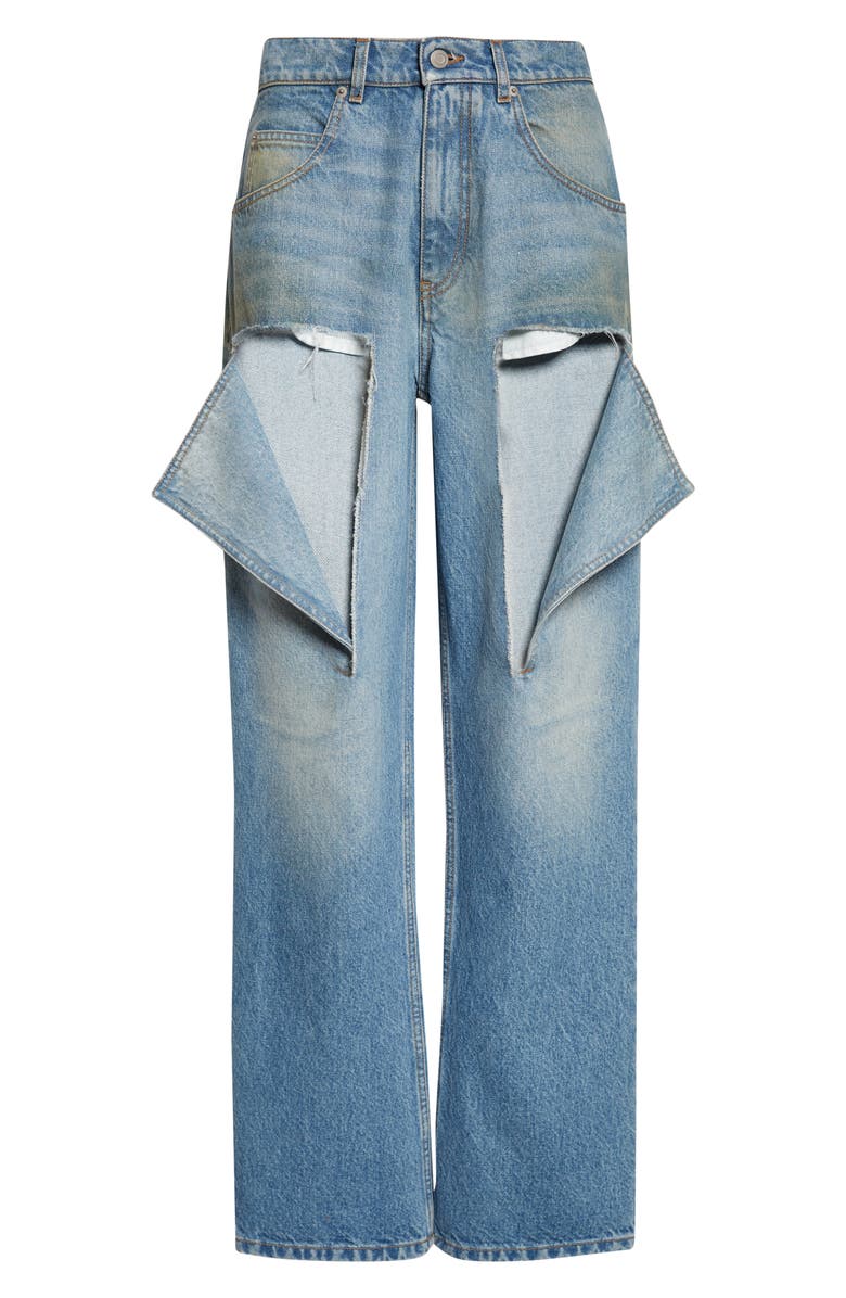 Area Thigh Slash Straight Leg Jeans, Alternate, color, Medium Blue