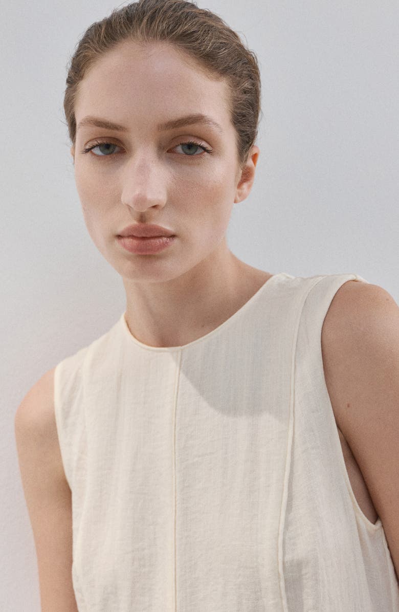 MANGO A-Line Midi Dress, Alternate, color, Ecru