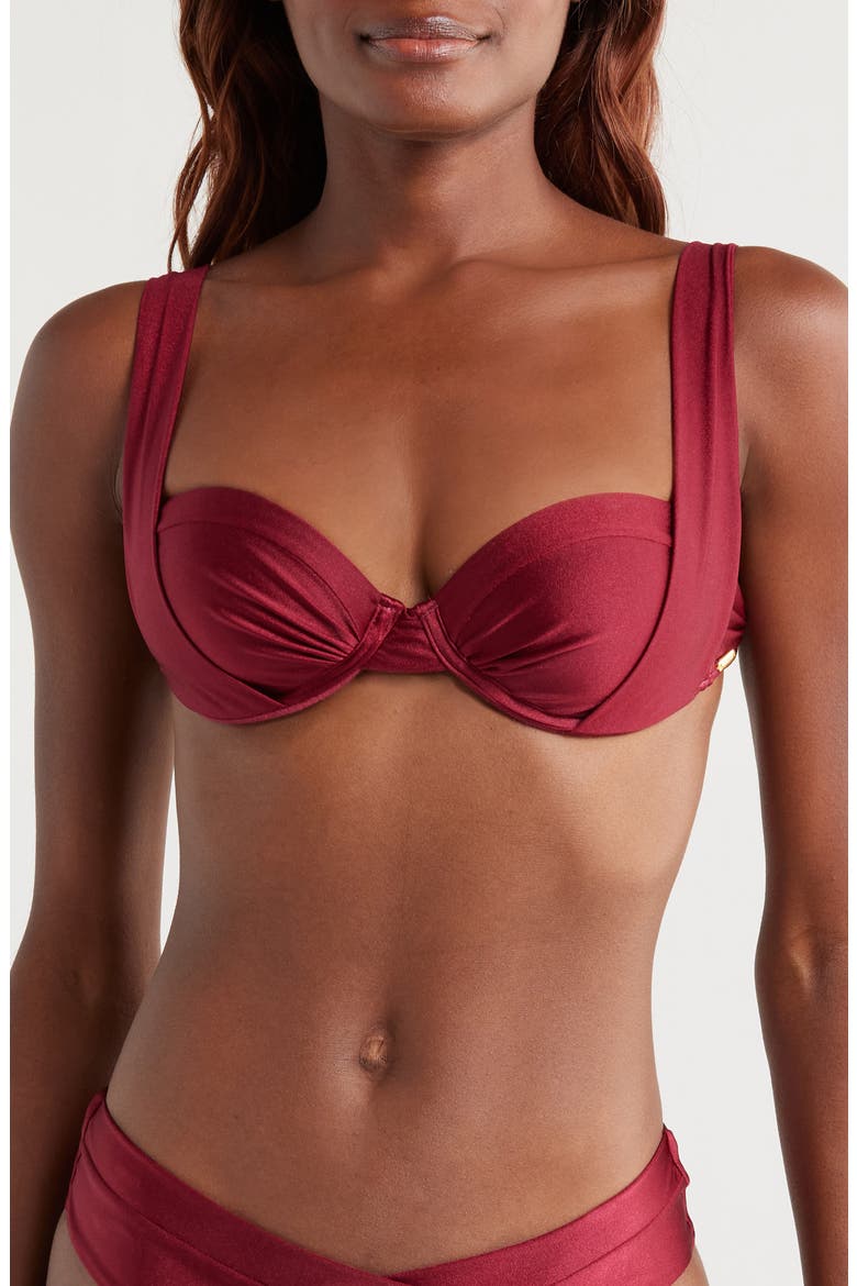 Sheyla Metallic Underwire Bikini Top, Main, color, WINE