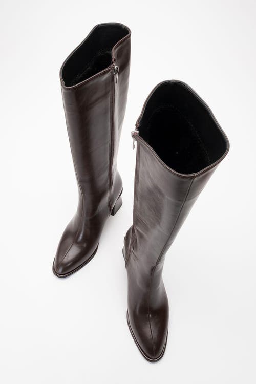 Prologue Shoes Paradis Block Heel Knee High Boot In Brown