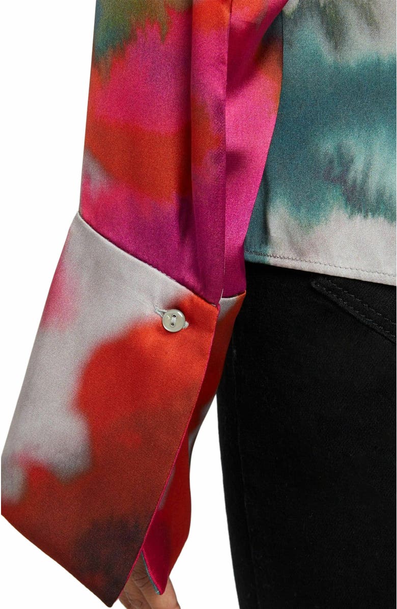 Santorelli AMANDA Long Sleeve Print Blouse with Drop Neck Tie, Alternate, color,