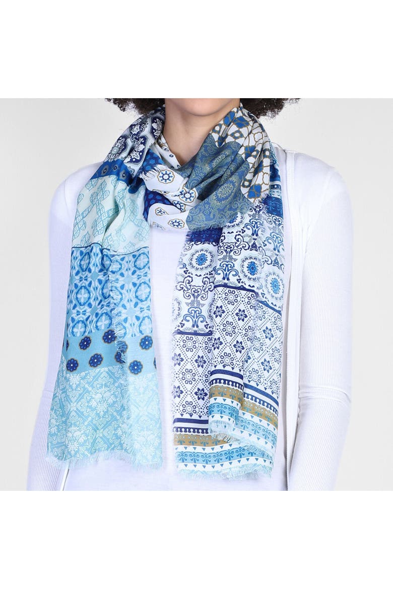 Santorini Patterned Wrap, Alternate, color, Blue Multi