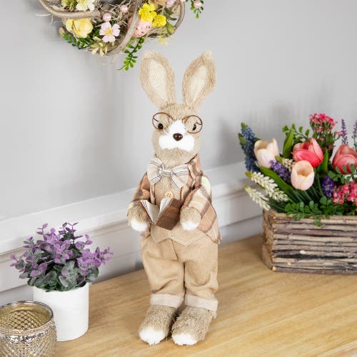 NORTHLIGHT NORTHLIGHT RUSTIC BOY RABBIT EASTER FIGURE WITH BOOK 