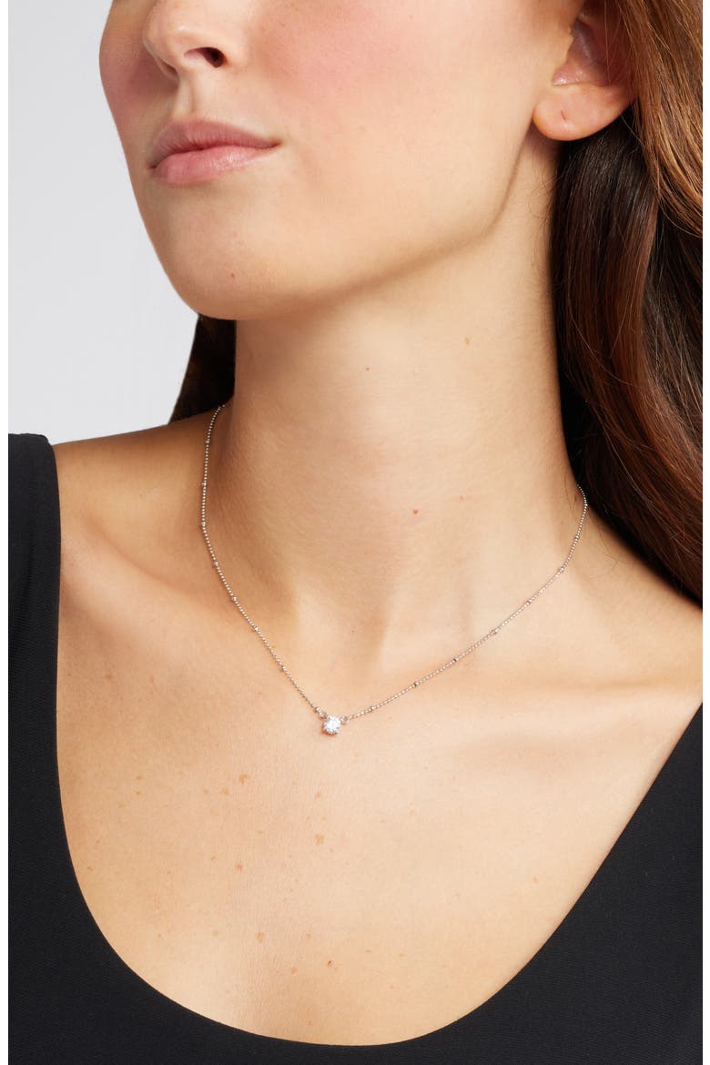 Demi Fine Solitaire Cubic Zirconia Necklace, Alternate, color, PLATINUM PLATED