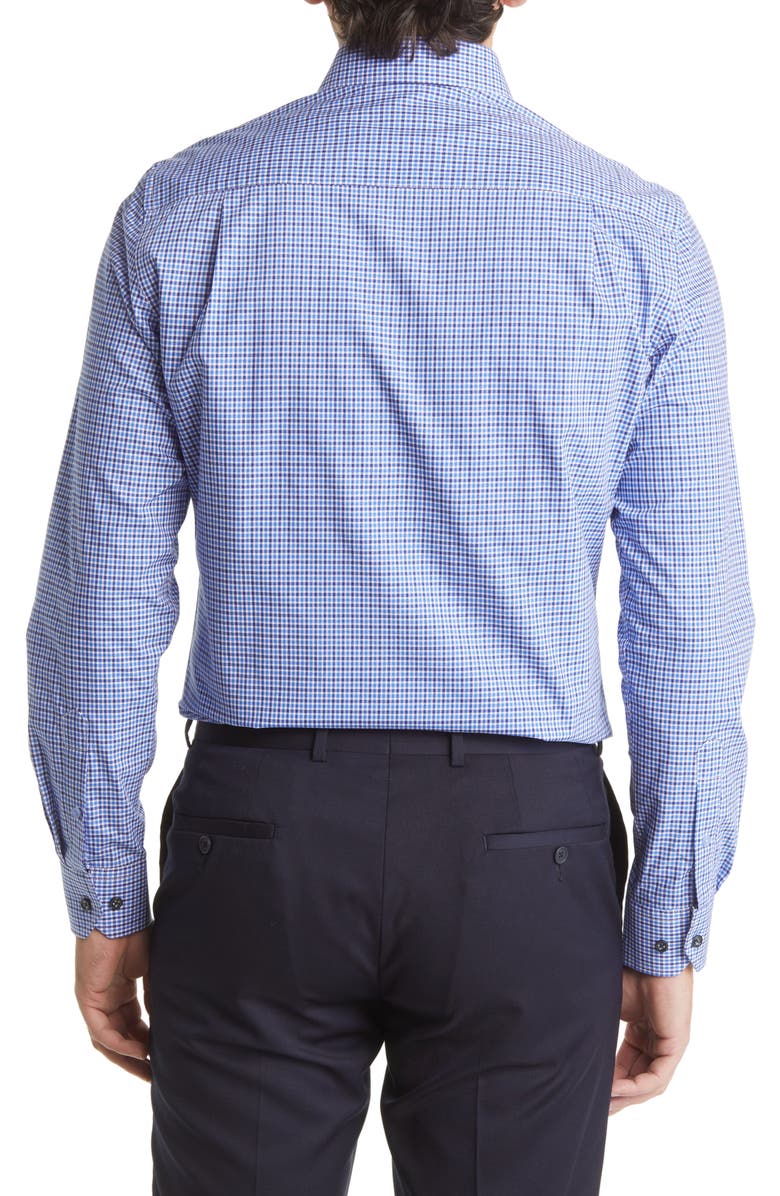 Duchamp Plaid Print Long Sleeve Tailored Fit Dress Shirt, Alternate, color, Navy