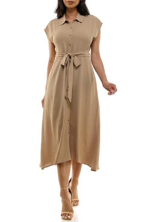 Tie Waist Midi Shirtdress