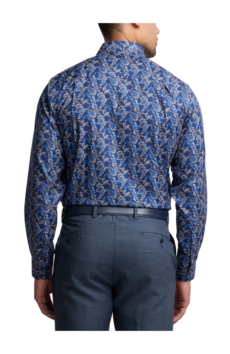 Paul Fredrick Slim Fit Comfort Stretch Non-iron Paisley Dress Shirt With Contrast Trim, Alternate, color, Navy Multi