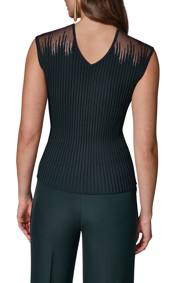 V-Neck Sleeveless Ribbed Sweater, Alternate, color, BLK FOREST