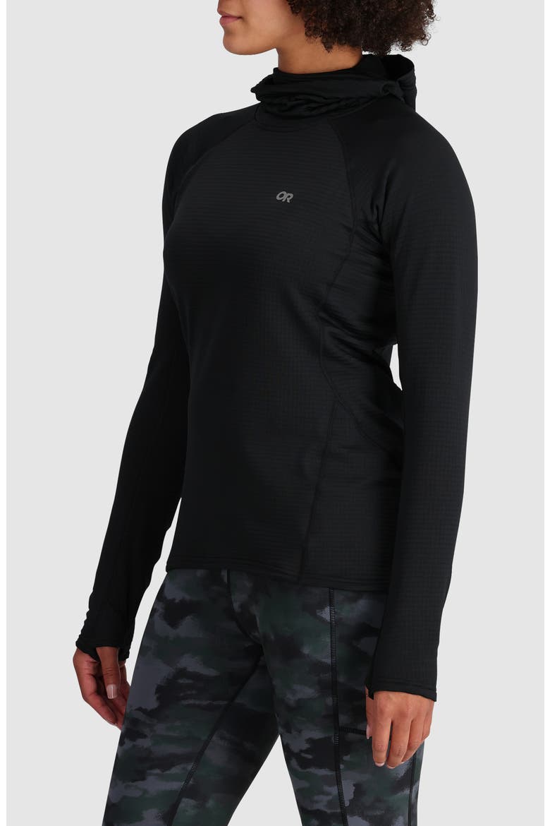 Vigor Grid Fleece Quarter Zip Hoodie, Alternate, color, BLACK