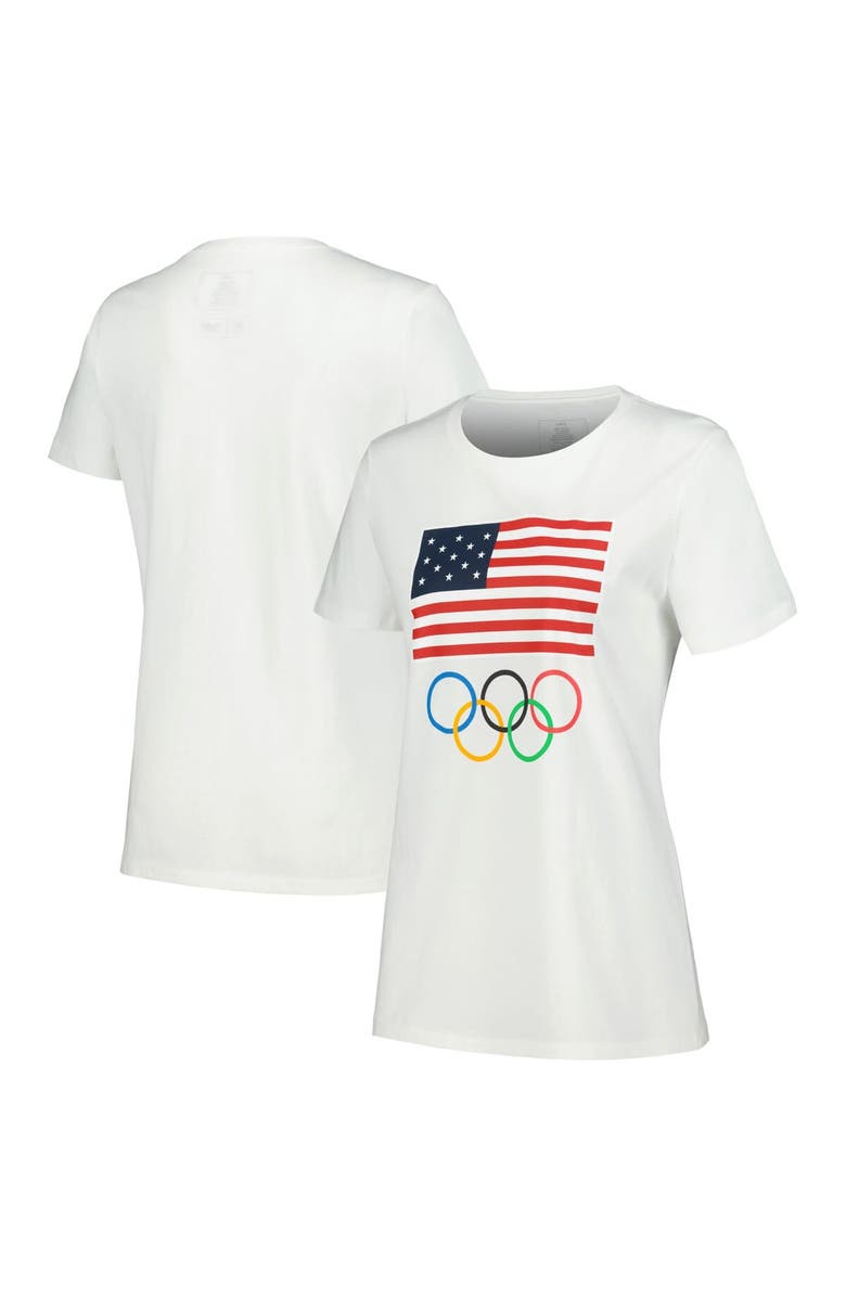 Outerstuff Women's White Team USA Flag Five Rings T-Shirt, Main, color,