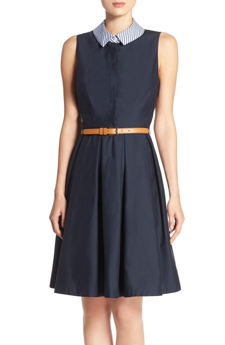 Eliza J Collared Poplin Fit & Flare Shirtdress, Alternate, color, 