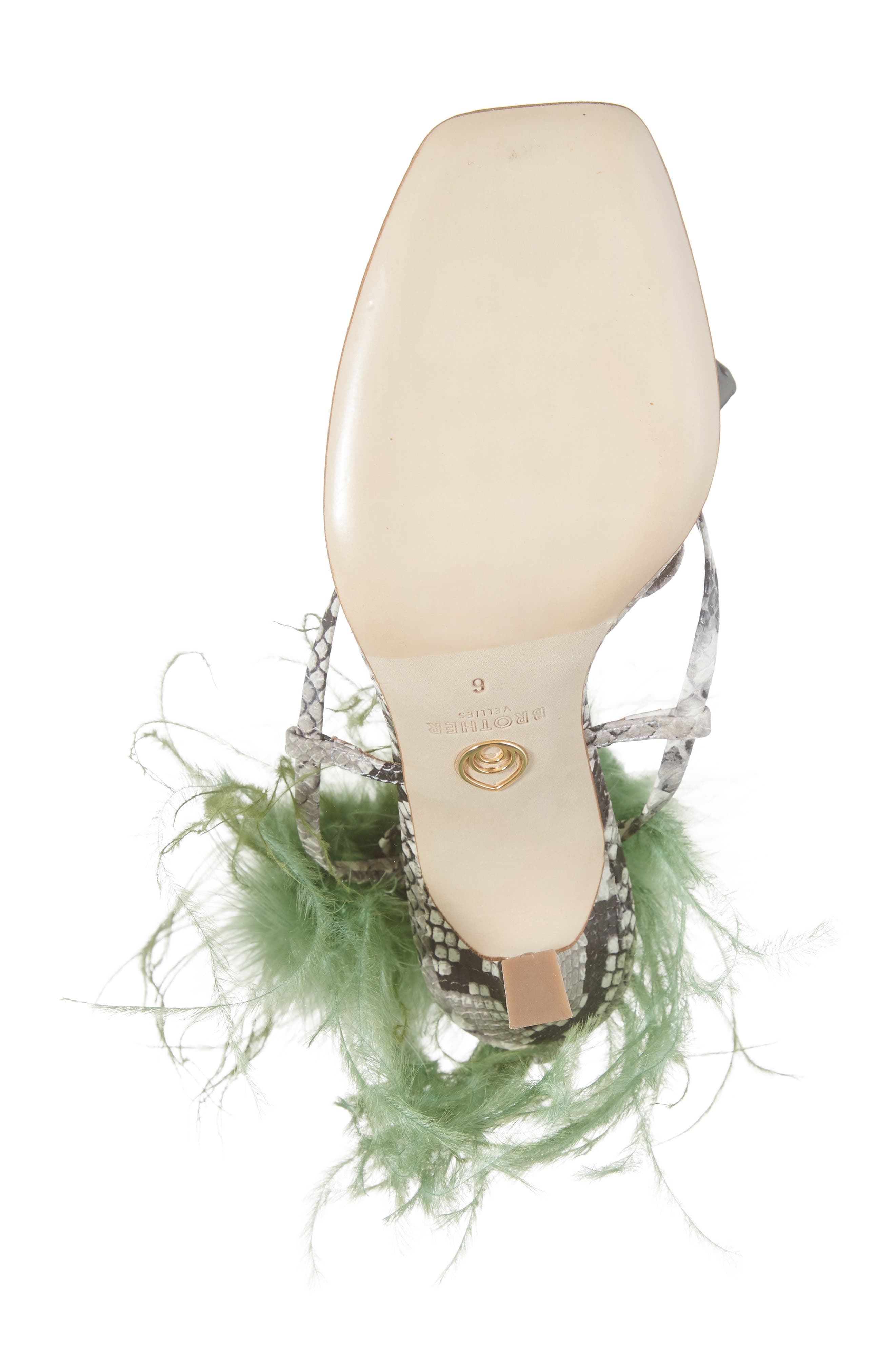 Feather Ankle Tie Sandal, Alternate, color, SNAKE/CACTUS