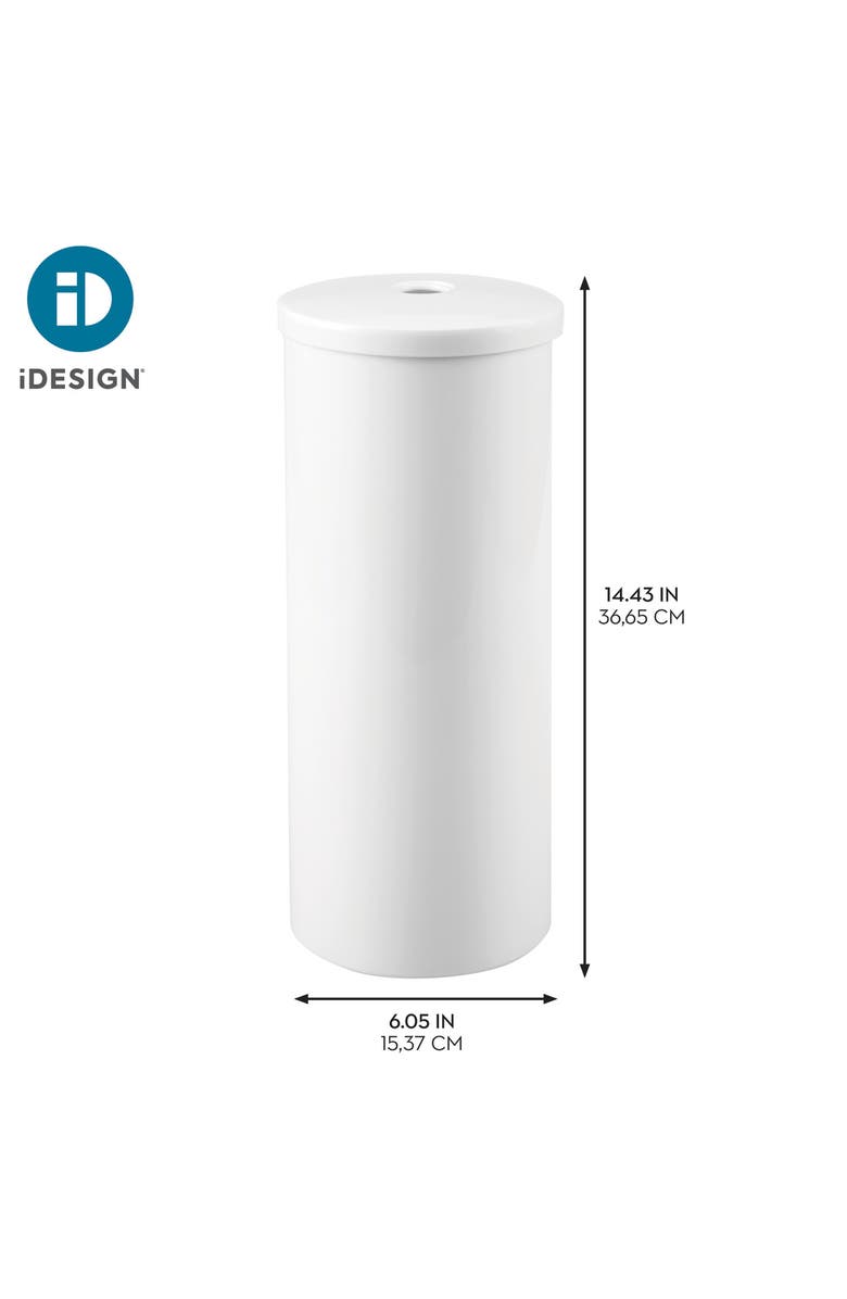 iDesign Freestanding Toilet Paper Canister with Lid for 3 Extra Rolls, White, Made in USA, Alternate, color, White