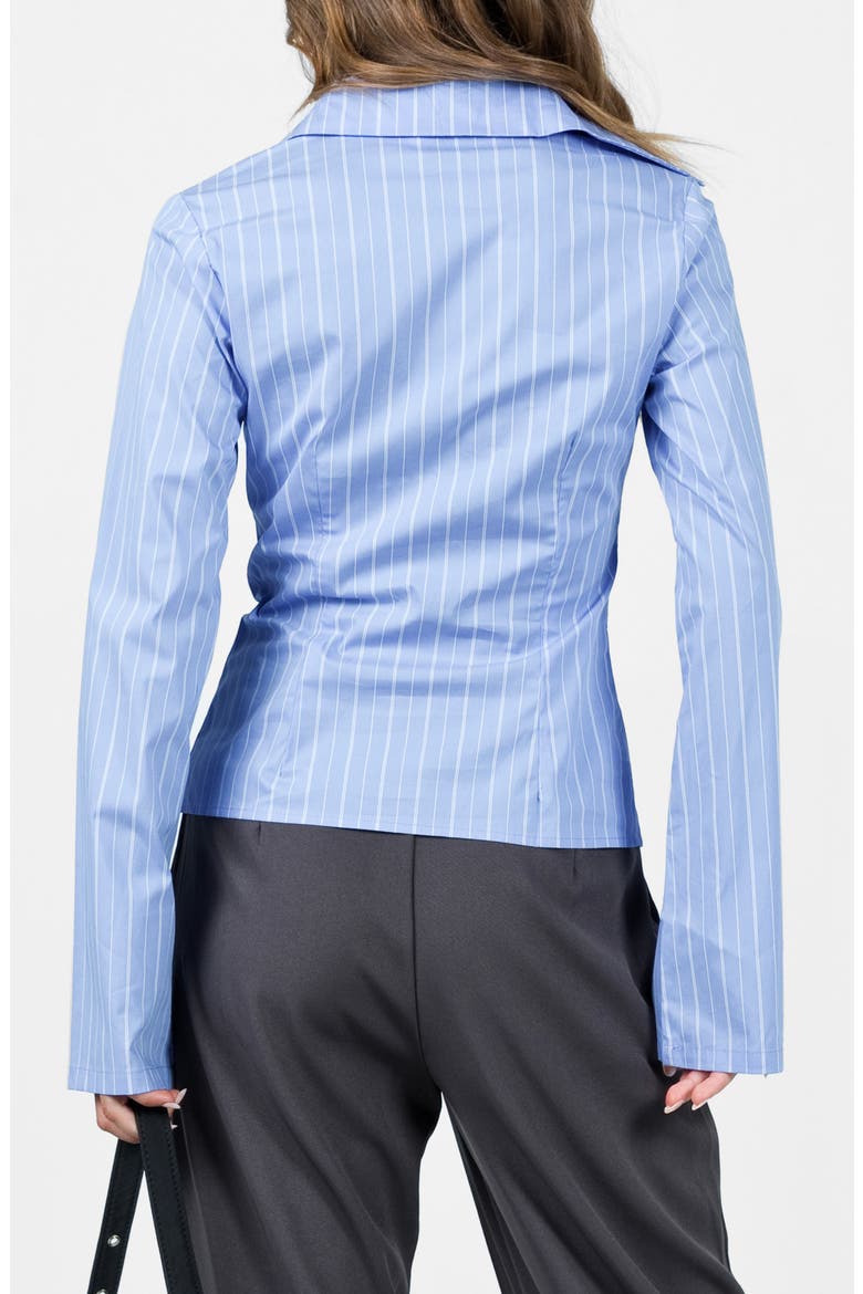 Anni Pinstripe Button-Up Shirt, Alternate, color, BLUE