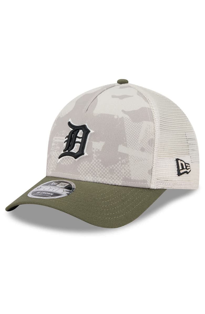 New Era Men's New Era Light Beige/Olive Detroit Tigers 2025 Armed Forces Day 9FORTY M-Crown A-Frame Adjustable Hat, Alternate, color,