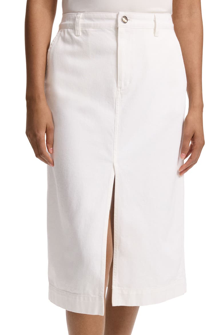 Front Slit Denim Midi Skirt, Alternate, color, OPTIC WHITE
