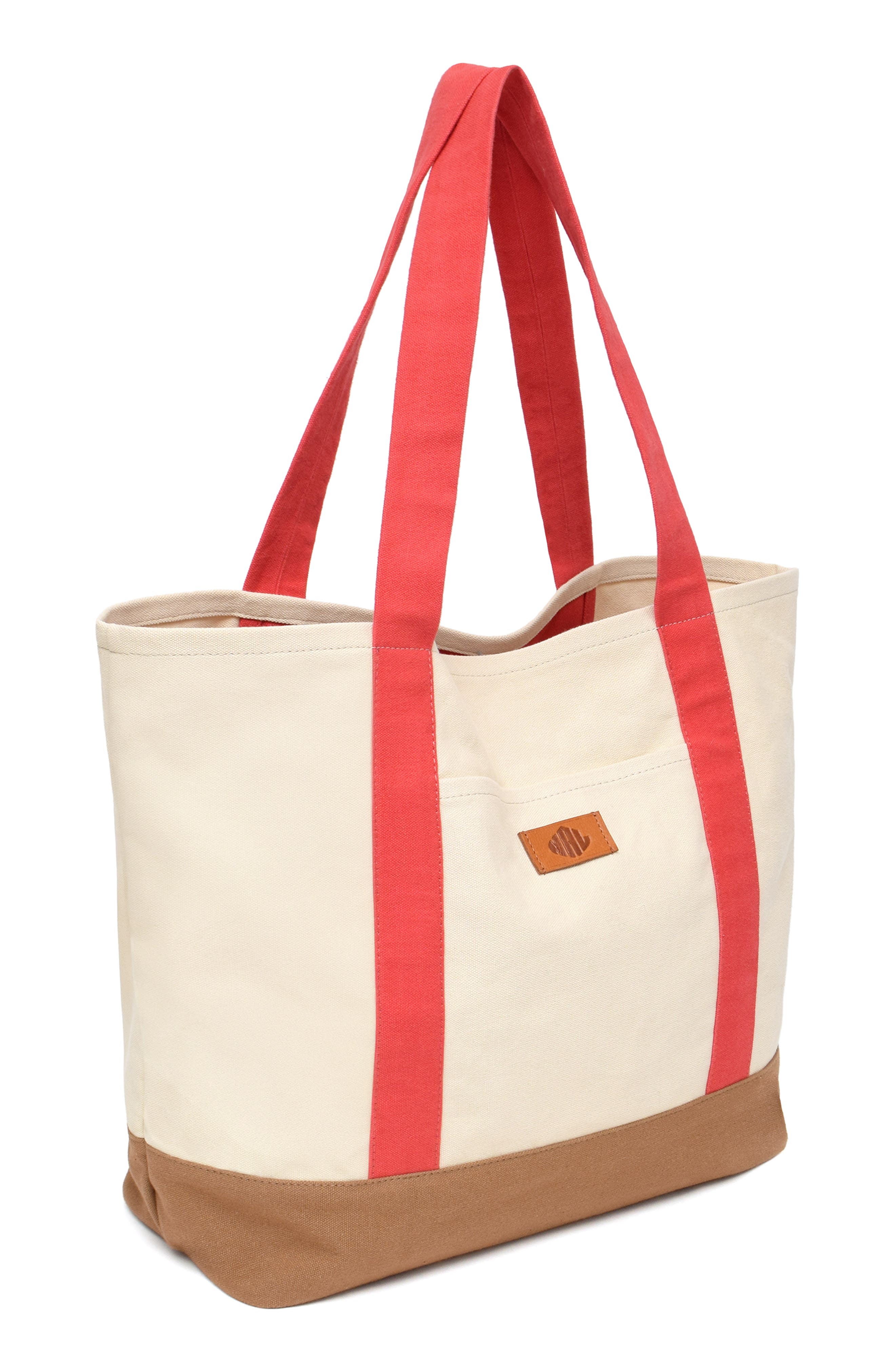 Kylee Colorblock Canvas Tote, Alternate, color, NATURAL/ CHILI