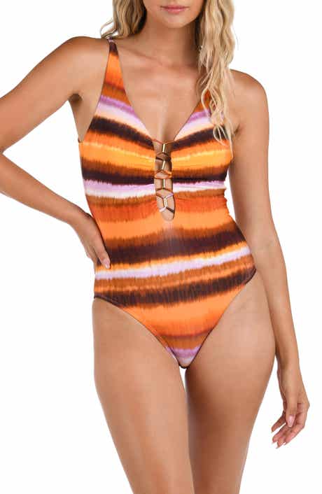 La Blanca Horizon Beaded Lace-Up One-Piece Swimsuit
