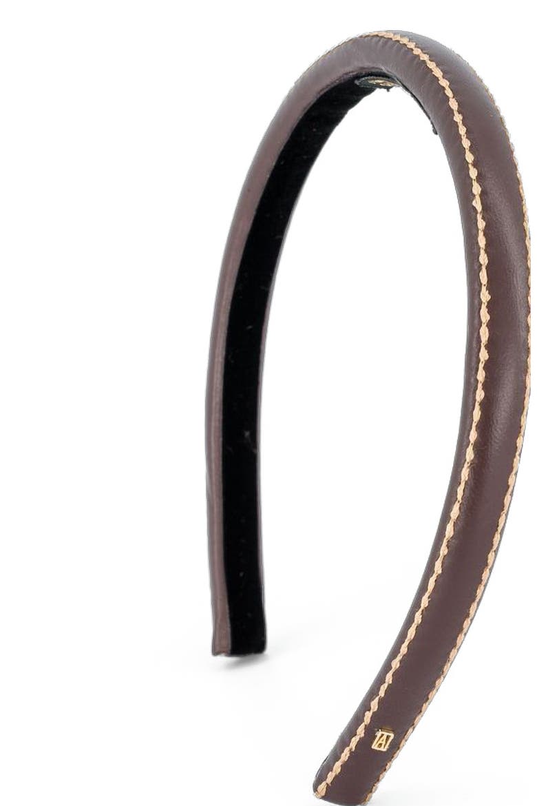 Sellier Leather Headband, Alternate, color, Dark Brown