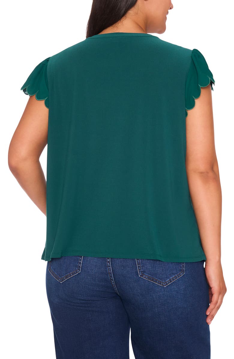 CeCe Scallop Sleeve Crewneck Jersey Top, Alternate, color, Dark Forest
