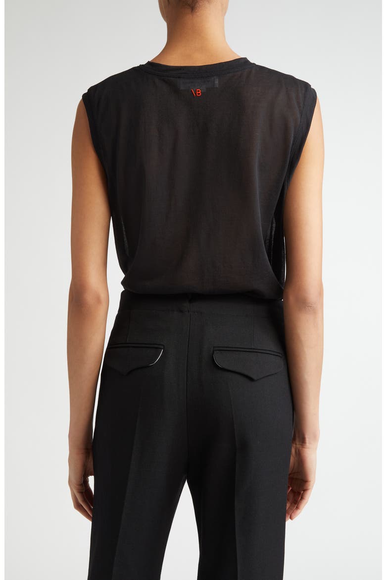 Cotton Blend Crepe Muscle Tank, Alternate, color, BLACK