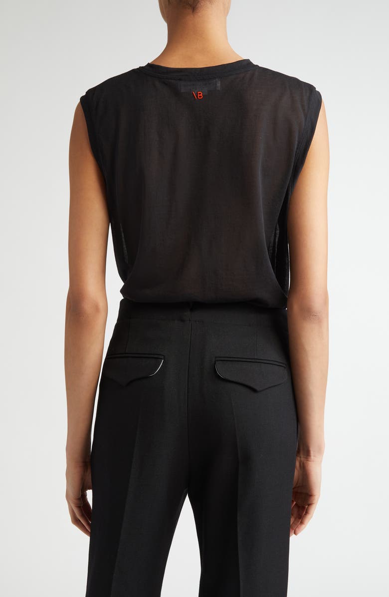 Victoria Beckham Cotton Blend Crepe Muscle Tank, Alternate, color, 