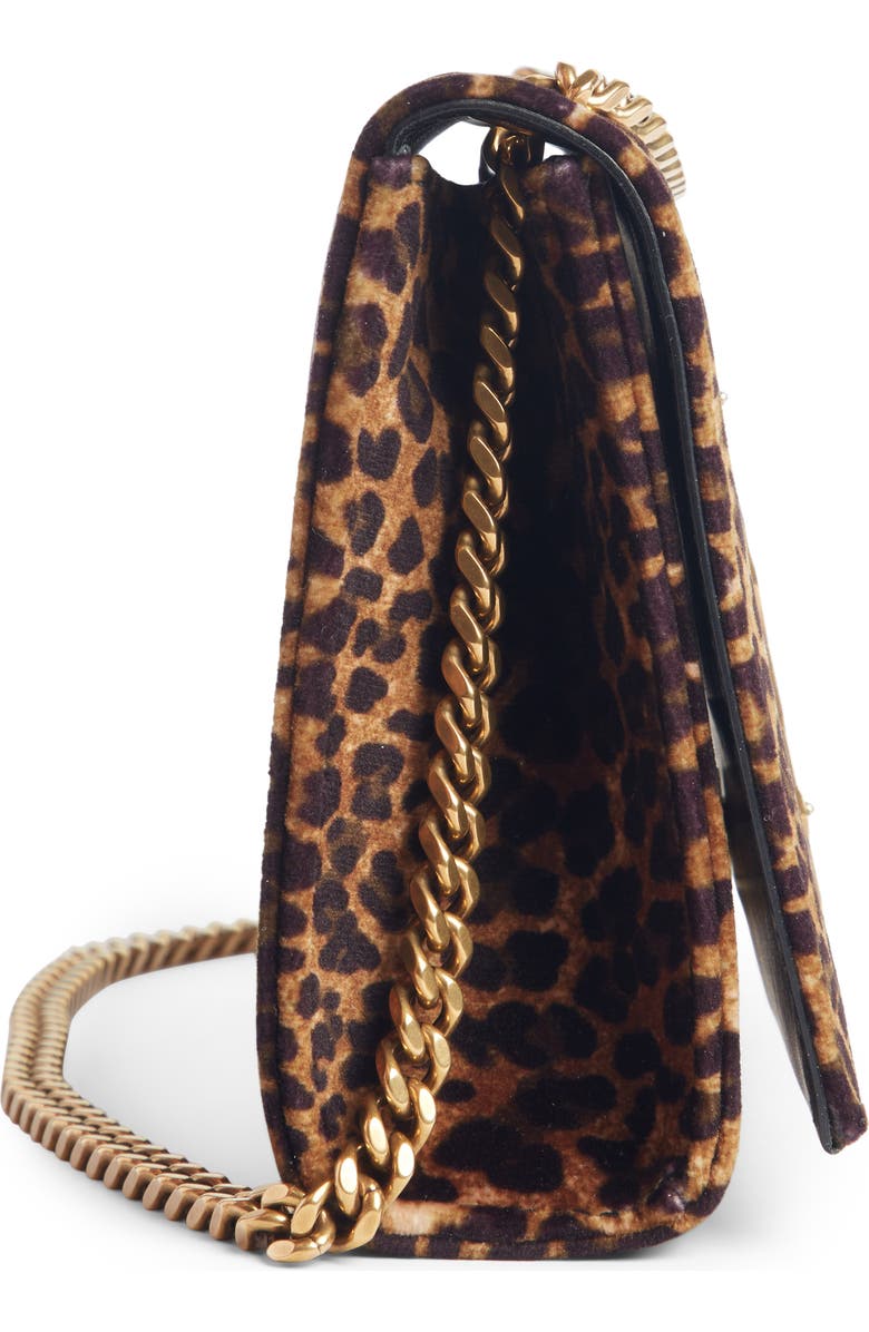 Saint Laurent Small Kate Leopard Print Velour Chain Crossbody Bag, Alternate, color,