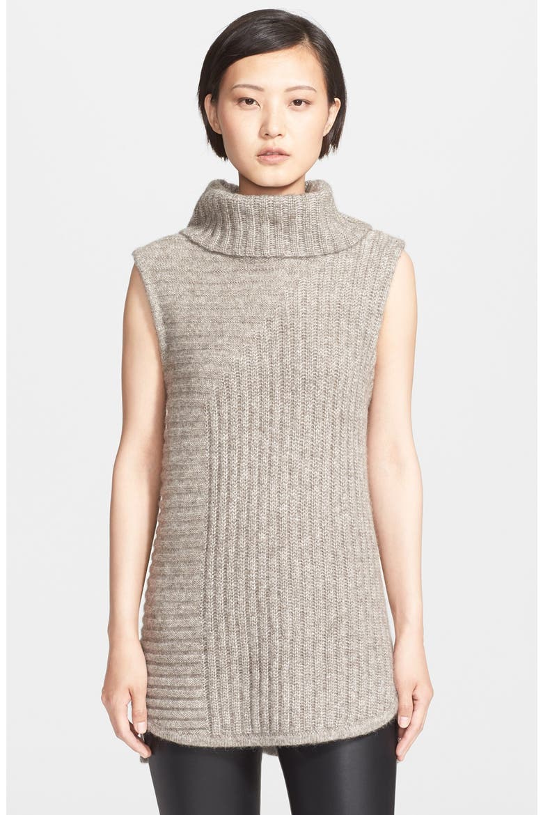 'Beylor T' Ribbed Knit Turtleneck Tunic Vest, Main, color, STONE GREY