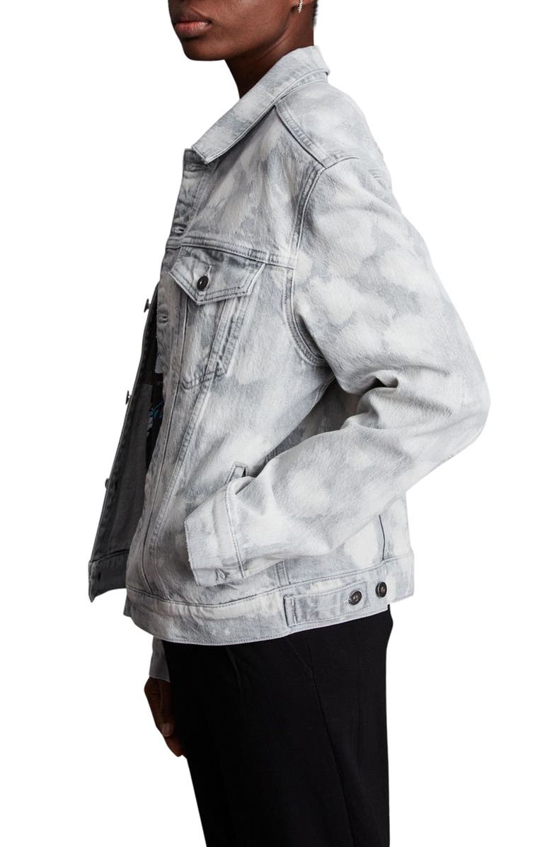 AllSaints Jupp Stretch Cotton Denim Jacket, Alternate, color, Bleached Grey