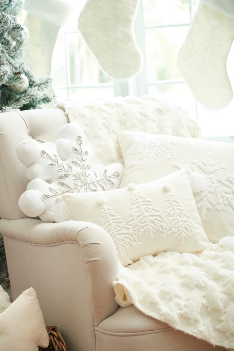 Frosted Trees Tufted Accent Throw Pillow 18" x 18", Alternate, color, White