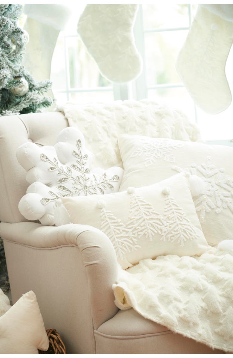 C&F Home Frosted Tree Throw Pillow, 18" x 18", Alternate, color, White