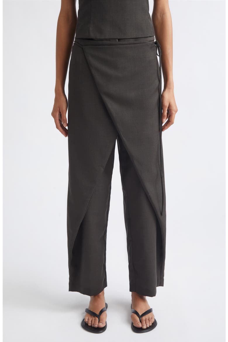 Wrap Rouleau Wool Blend Pants, Main, color, UMBER