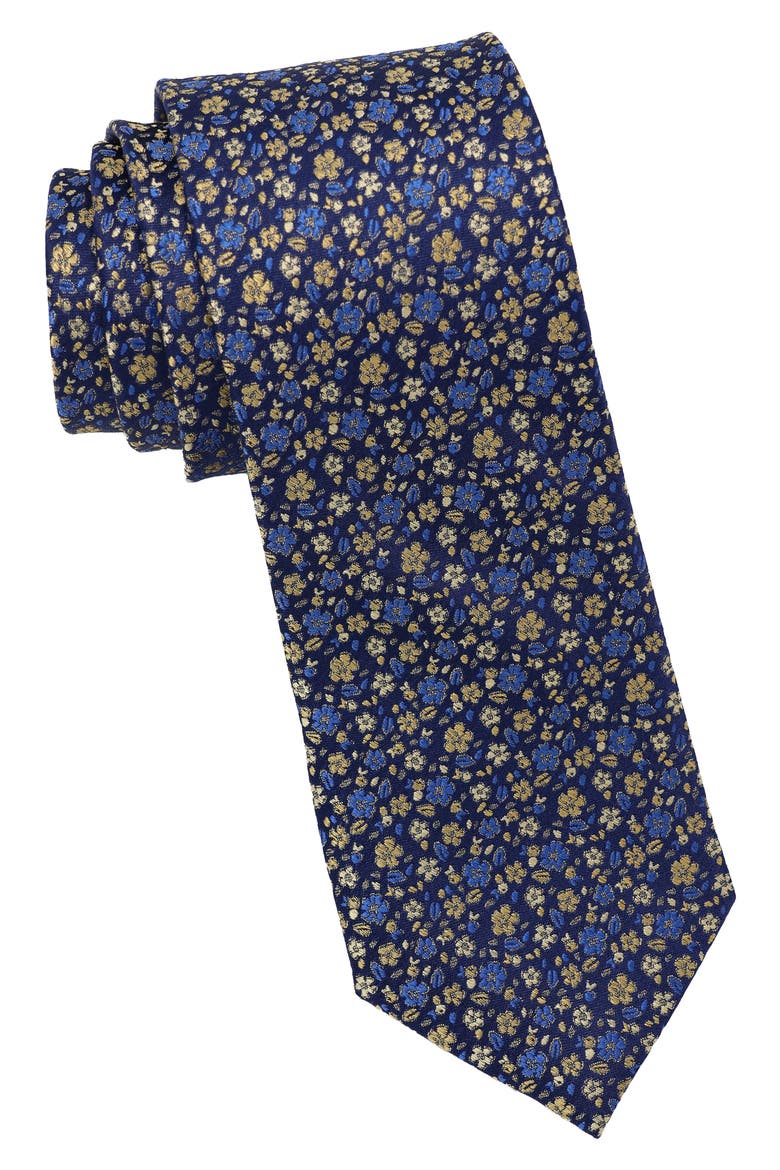 Ditsy Floral Tie, Main, color, NAVY/ GOLD