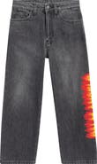 Palm Angels Kids' Flames Straight Leg Jeans