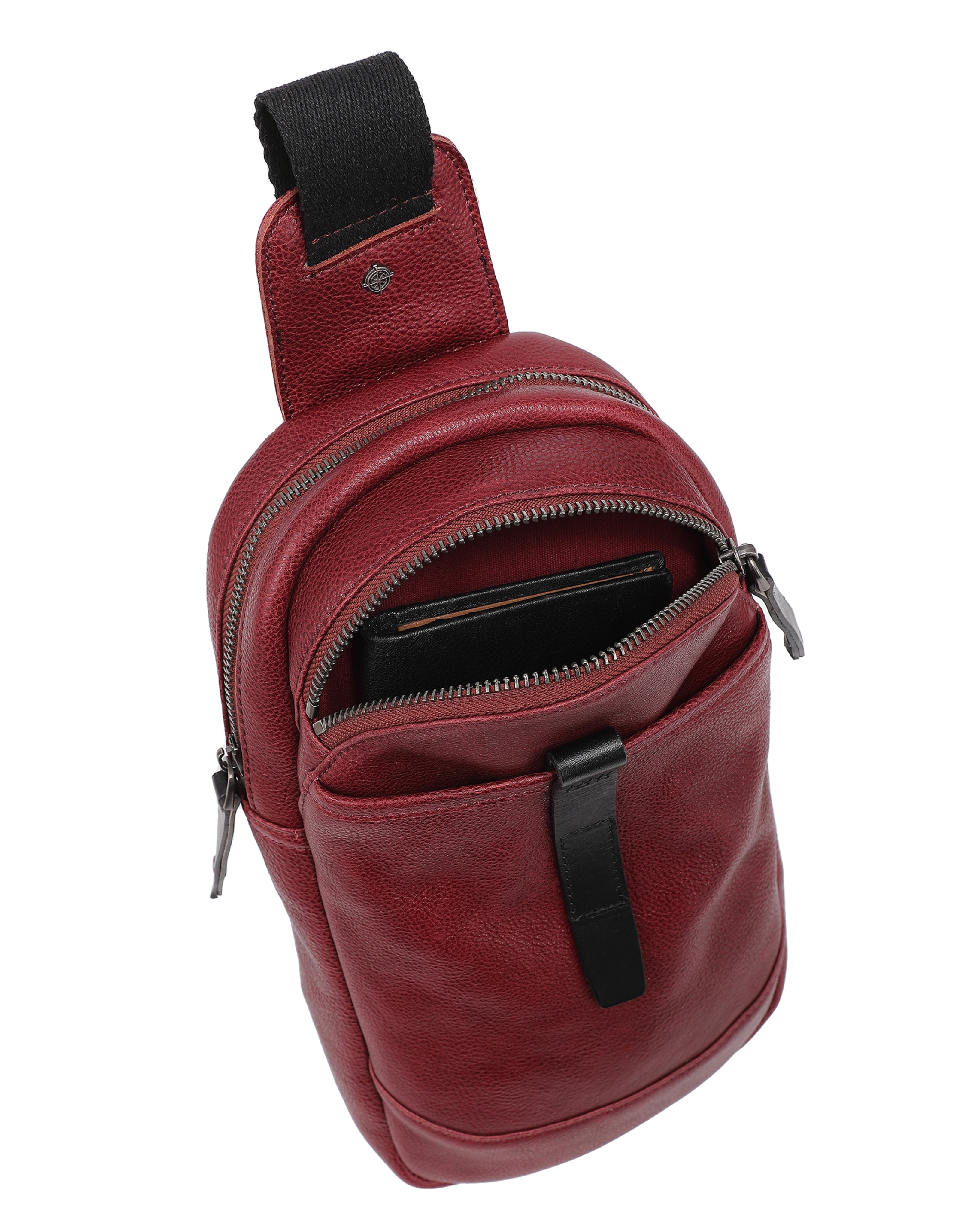 Fern Genuine Leather Compact Crossbody Sling Bag, Alternate, color, Burgundy