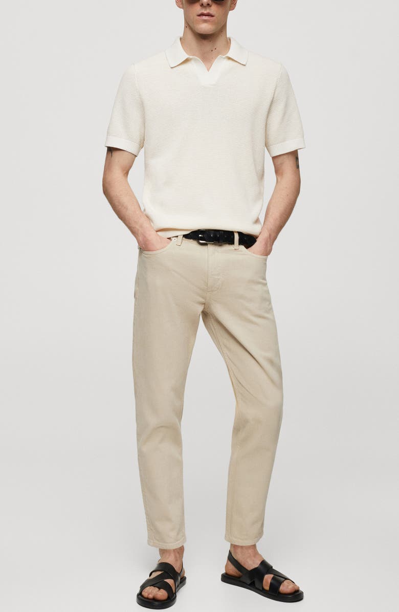 MANGO Textured Knit Johnny Collar Polo Shirt, Alternate, color, 