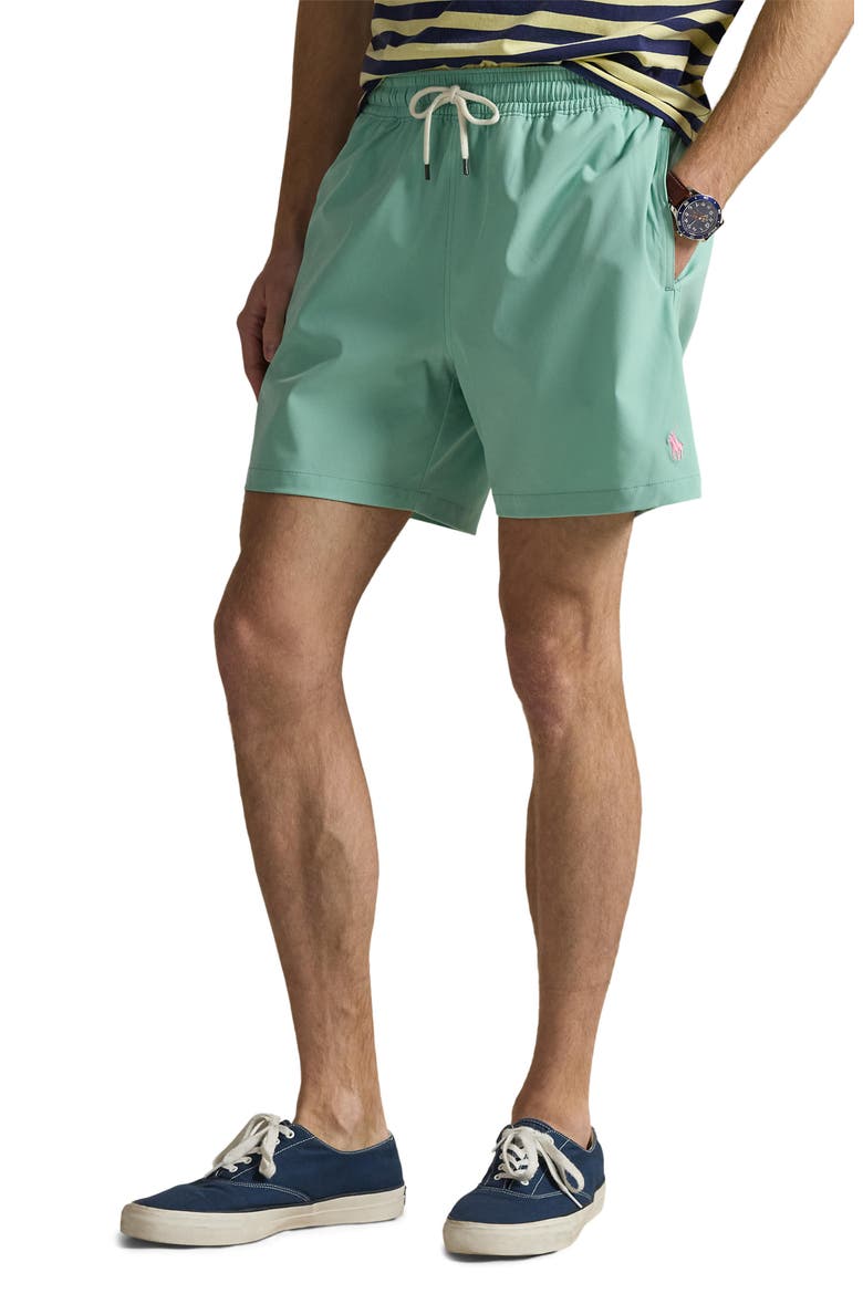 Traveler Classic Swim Trunks, Main, color, CELADON