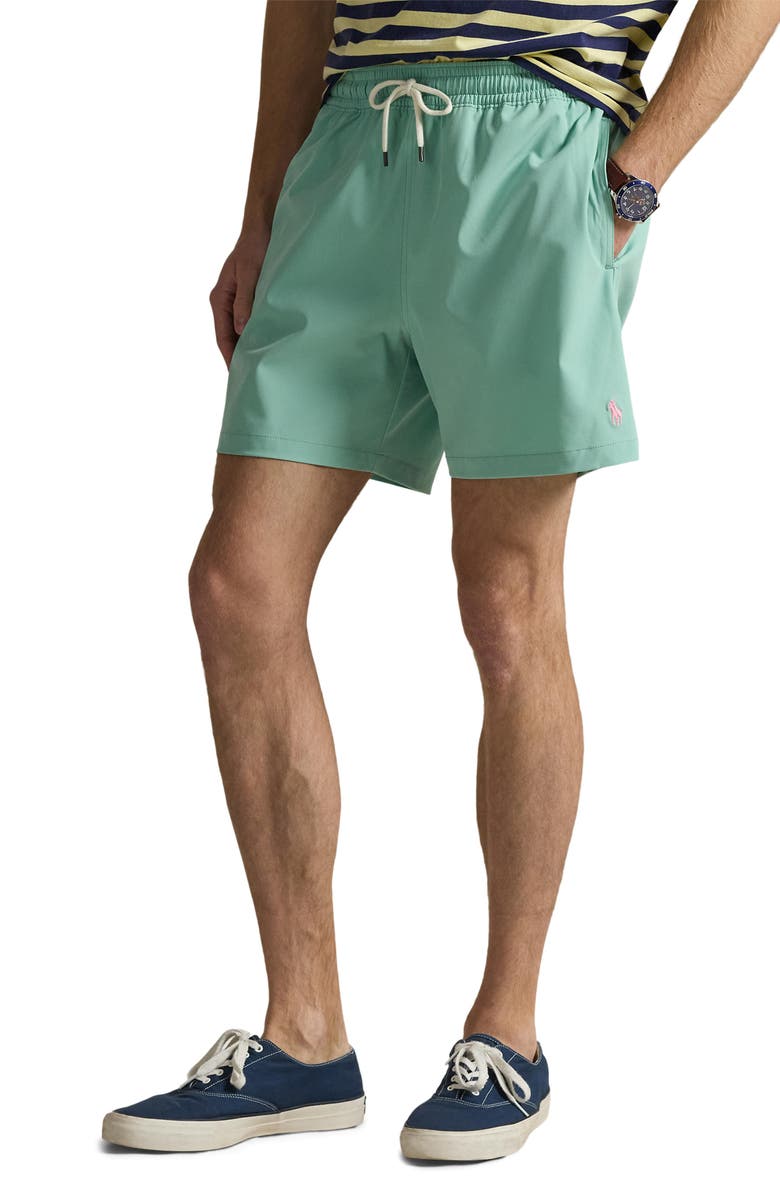 Polo Ralph Lauren Traveler Classic Swim Trunks, Main, color, Celadon