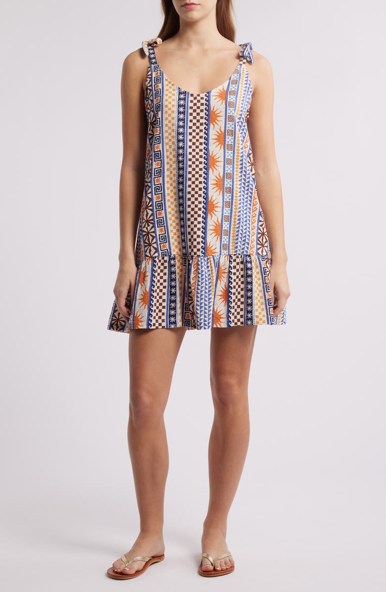 Rip Curl San Carlos Stripe Tie Shoulder Cover-Up Dress, Main, color, 