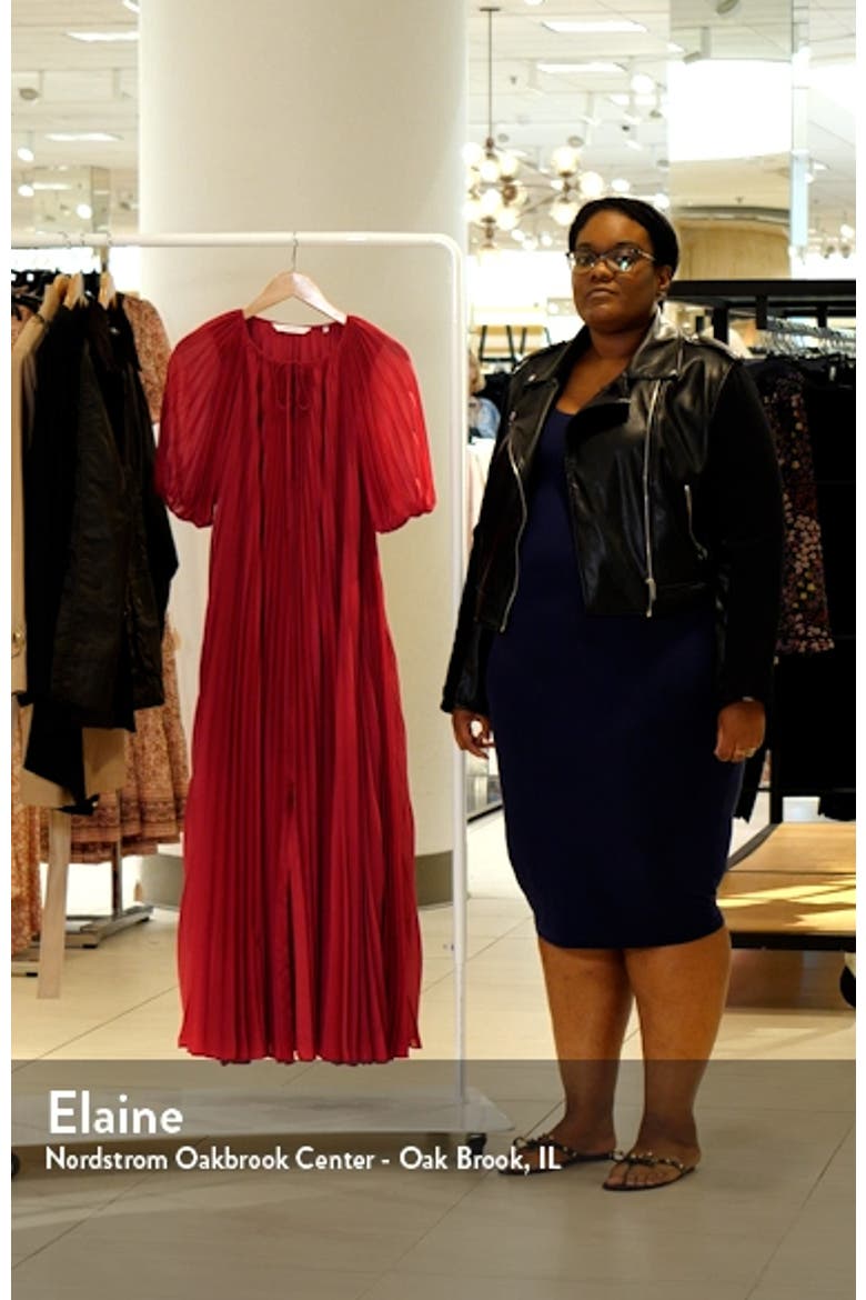 Sunburst Pleat Elbow Sleeve Maxi Dress video