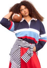 ELOQUII Striped Polo Shirt