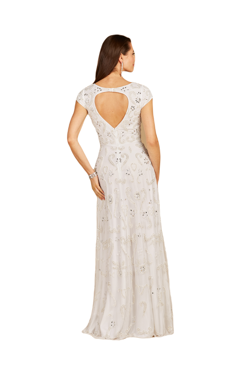 LARA New York Cap Sleeve Beaded Bridal Gown, Alternate, color, Ivory