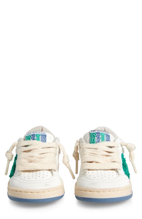 Golden Goose Kids' Ballstar Low Top Sneaker In White/green/light Blue