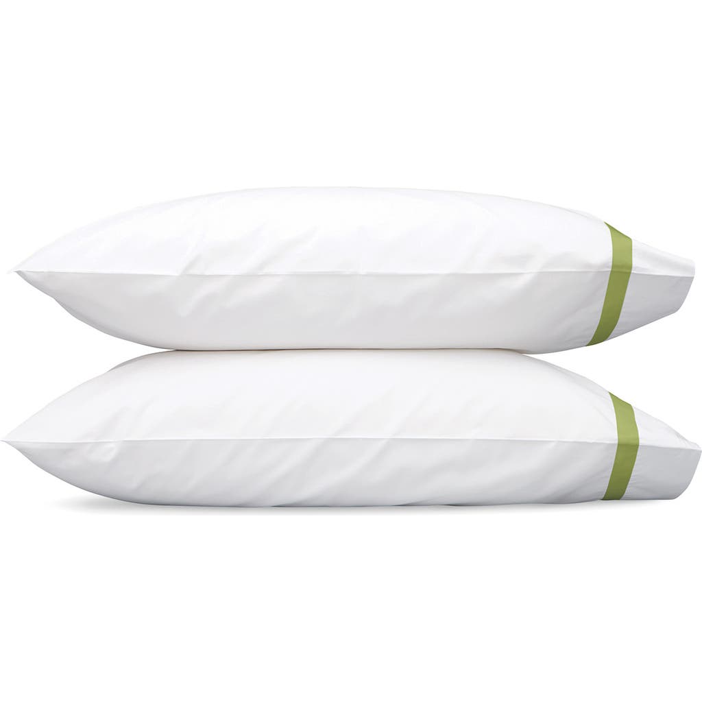 Matouk Lowell 600 Thread Count Set of 2 Pillowcases in White/grass at Nordstrom, Size King